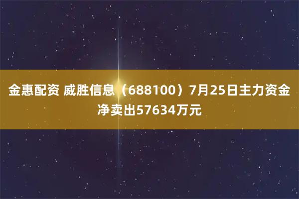 金惠配资 威胜信息（688100）7月25日主力资金净卖出57634万元