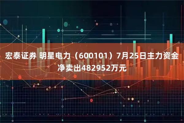 宏泰证券 明星电力（600101）7月25日主力资金净卖出482952万元