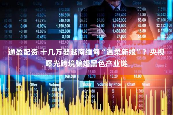 通盈配资 十几万娶越南缅甸“温柔新娘”？央视曝光跨境骗婚黑色产业链